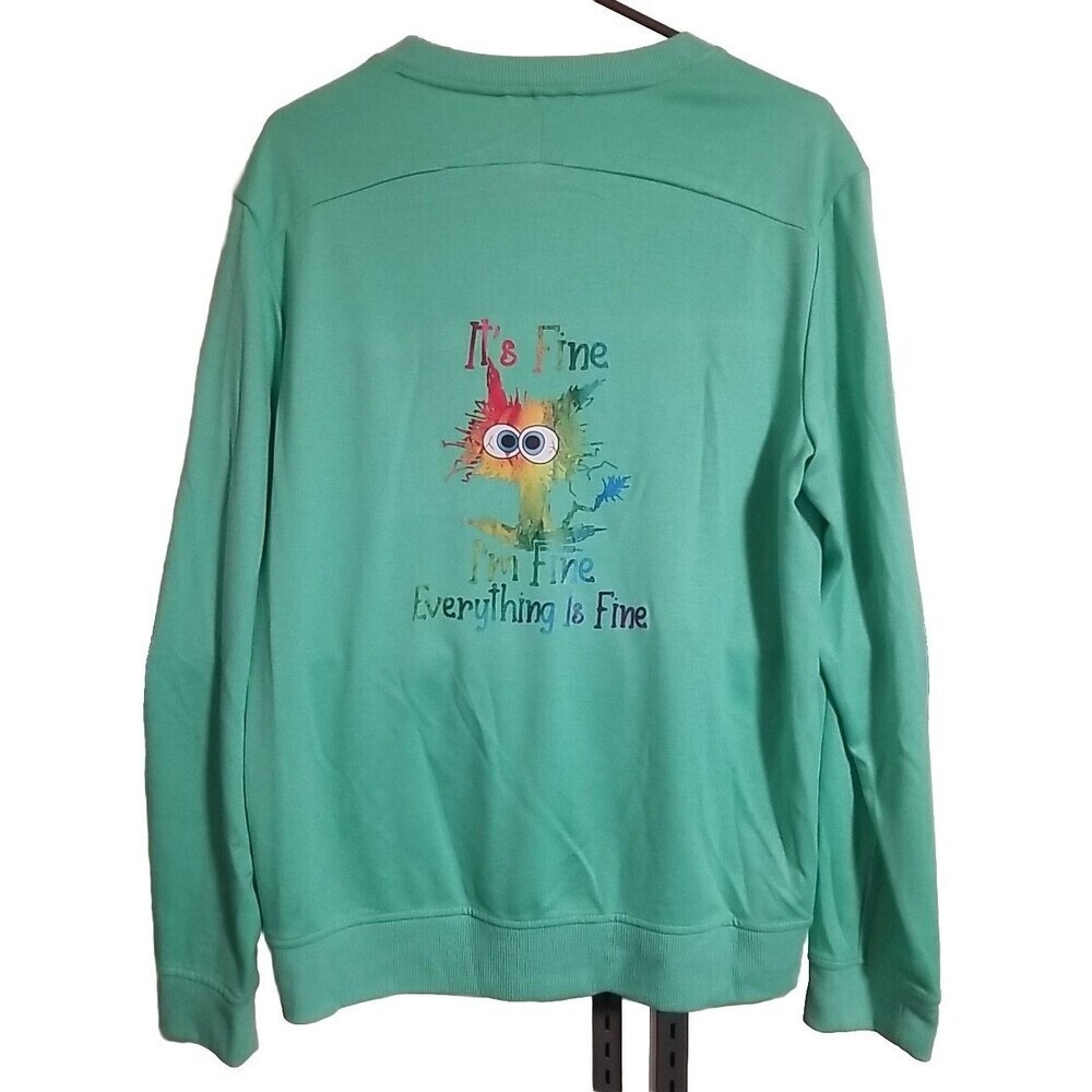 All In Motion Sweatshirt Womens Medium Mint Green‎ Graphic Back Upcycled NWOT